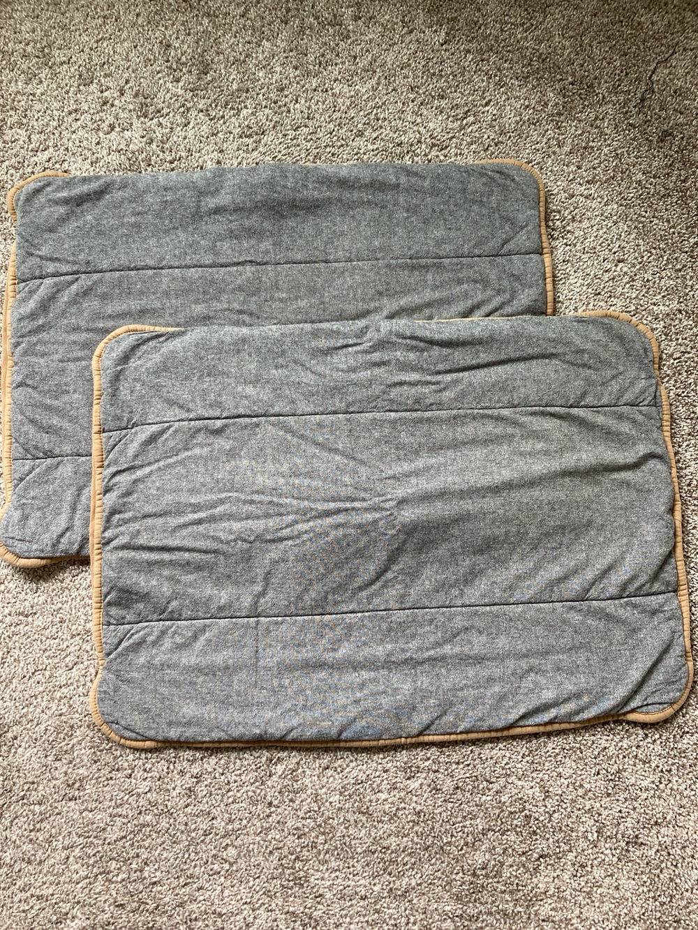 2 Pottery Barn Teen camden heathered Grey and Tan Pillow Covers Sham Standard